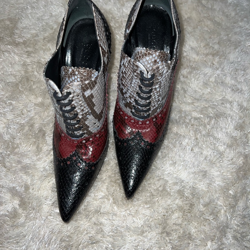 Gucci Pre-Owned Tricolor Brogue Python Leather Gi… - image 5